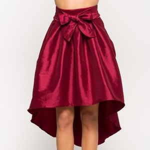CEMI CERI high low pleated bow red skirt medium